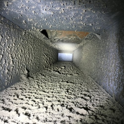 Duct interior before professional cleaning